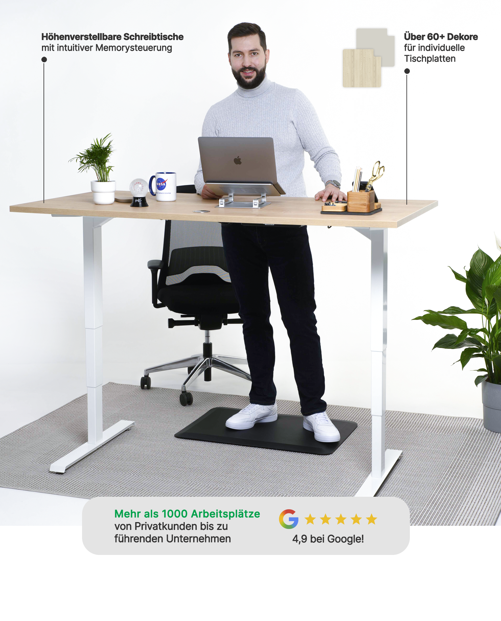 ErgoWork StandUp Pro höhenverstellbarer Schreibtisch für Homeoffice.